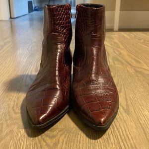 Red croc ankle boots